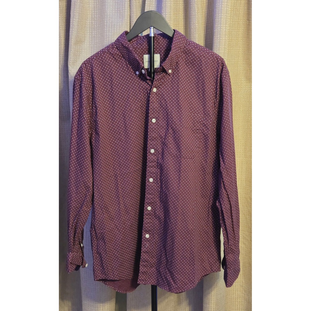 American Eagle Long Sleeve Polkaโ Dot Button Down Dress Shirt Mens Size XL